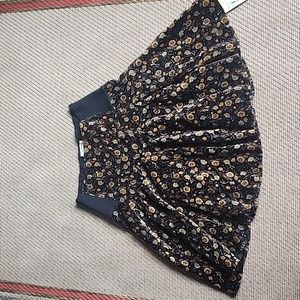 Vintage Free People Skirt Womens Black Velvet Floral Elastic size 8